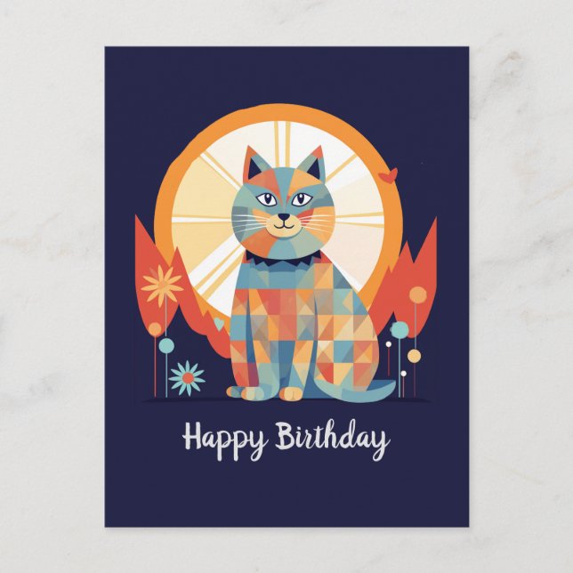 Postal Cumpleaños Feliz para el Gato (Anverso)