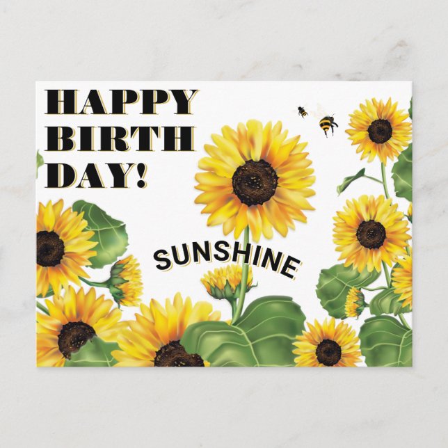 Postal Cumpleaños Feliz para los Girasoles (Anverso)