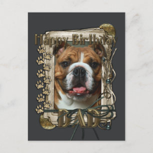 Postal Cumpleaños feliz - Paws de piedra - Bulldog