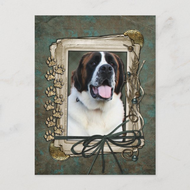 Postal Cumpleaños feliz - Paws de piedra - St Bernard - M (Anverso)