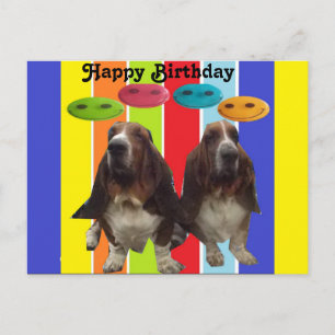 Postal Cumpleaños feliz Postcard Baby Basset Hounds Arcoí
