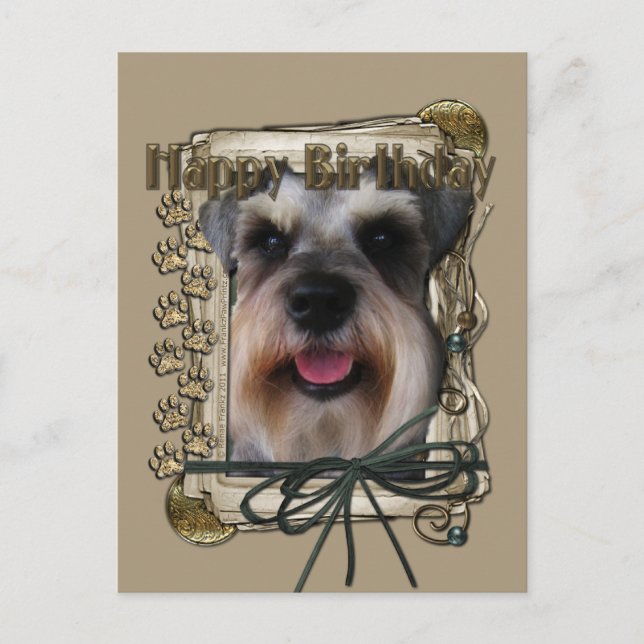 Postal Cumpleaños feliz - Rutas de piedra - Schnauzer (Anverso)
