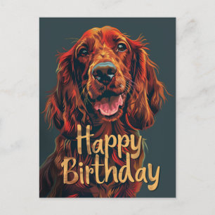 Postal Cumpleaños Feliz Setter Irlandés