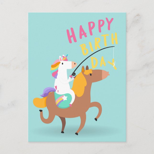 Postal Cumpleaños Feliz Unicornio (Anverso)