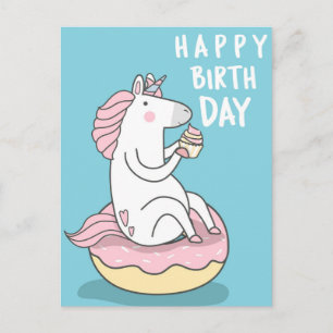 Postal Cumpleaños Feliz Unicornio