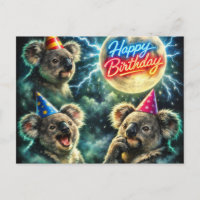 Cumpleaños Feliz Vintage Tres Koalas Luna