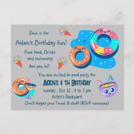 Postal Cumpleaños fiesta de piscina para niños