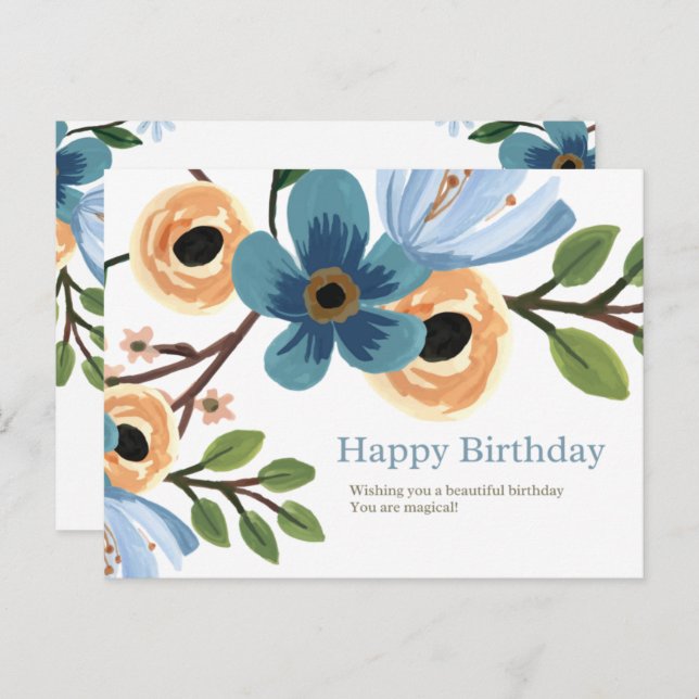 Postal Cumpleaños floral (Anverso / Reverso)