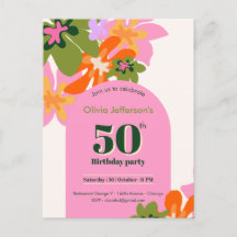 cumpleaños floral colorido elegante femenino 50