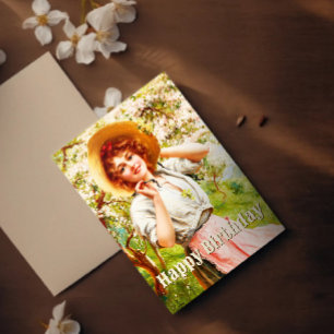Postal Cumpleaños floral de Emile Vernon de primavera vin