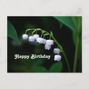 Postal Cumpleaños Floral de Lirio de Valle Blanco Bonito