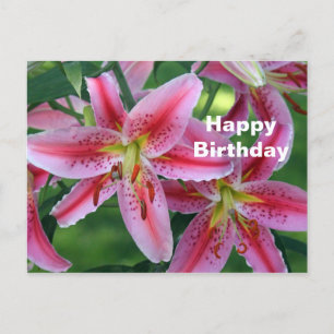 Postal Cumpleaños Floral de Lirio Rosa Bonito