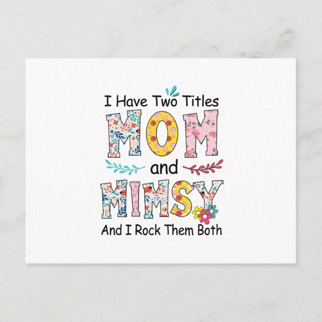 Postal Cumpleaños Floral de Mamá Madre y Mimsy (Anverso)