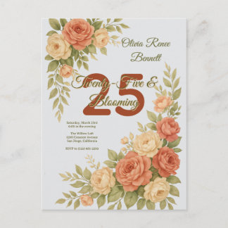 Postal Cumpleaños Floral Elegante Melocotón y Crema