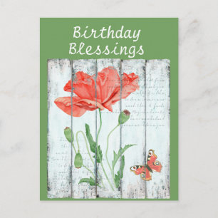 Postal Cumpleaños Floral Inspirador de Valla Blanca Rústi
