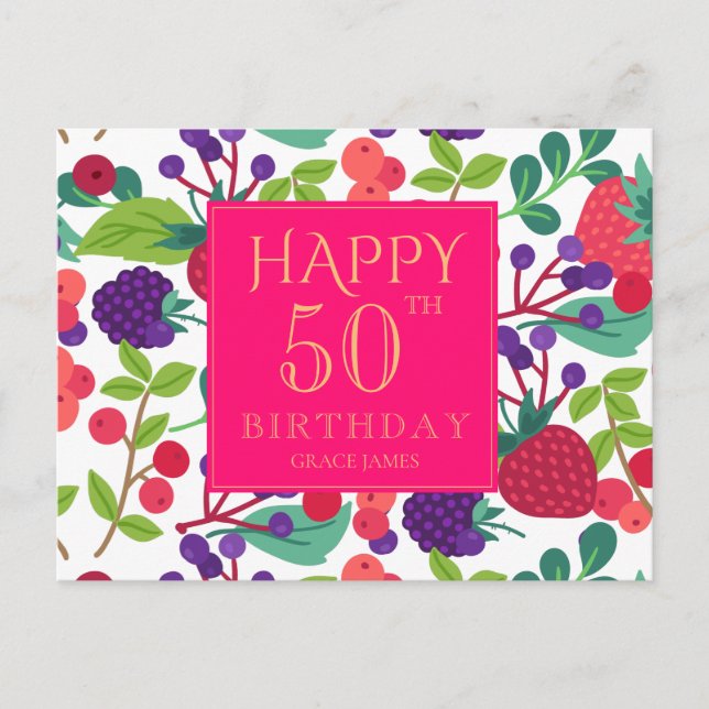 Postal Cumpleaños floral moderna (Anverso)