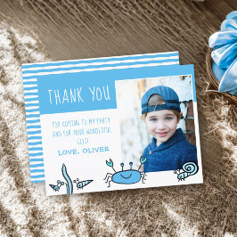 Postal Cumpleaños Foto Niño Animales Marinos Cangrejo Azu