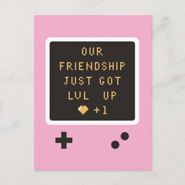 Postal Cumpleaños Gameboy Nivel de Amistad Sube  (Anverso)