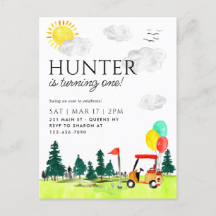 Postal Cumpleaños Globo Country Club Carrito de Golf Mode