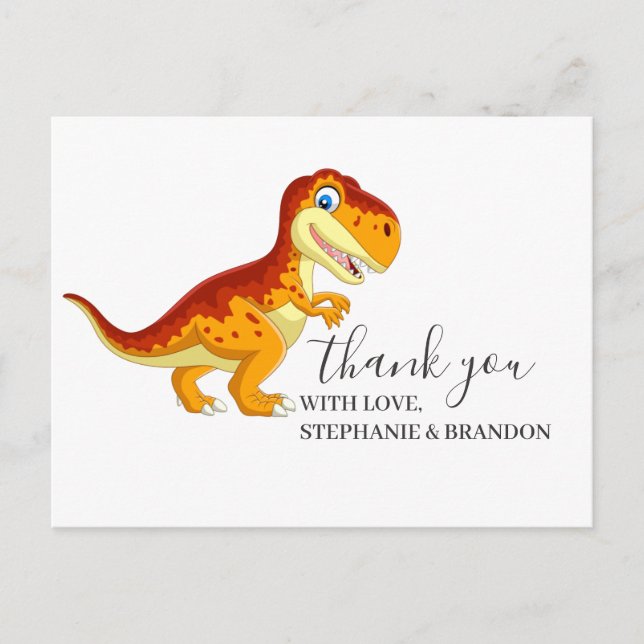 Postal Cumpleaños Gracias Dinosaur Gold Postcard (Anverso)