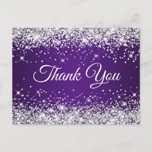 Postal Cumpleaños Gracias Royal Purple Brillo Plateado
