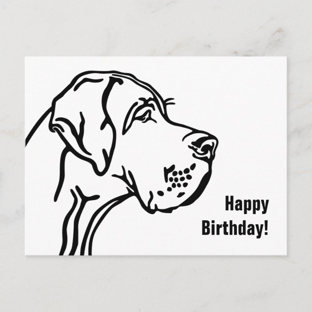Postal Cumpleaños Gran Danés (Anverso)