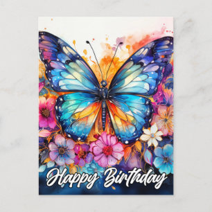Postal Cumpleaños   Hermosa Mariposa de colores