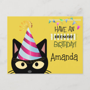 Postal Cumpleaños increíble de gato para niños 