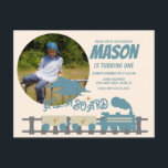 Postal Cumpleaños infantil Retro Train Kids Tierra  Foto<br><div class="desc">Invitaciones de postal de cumpleaños de tren para niños</div>