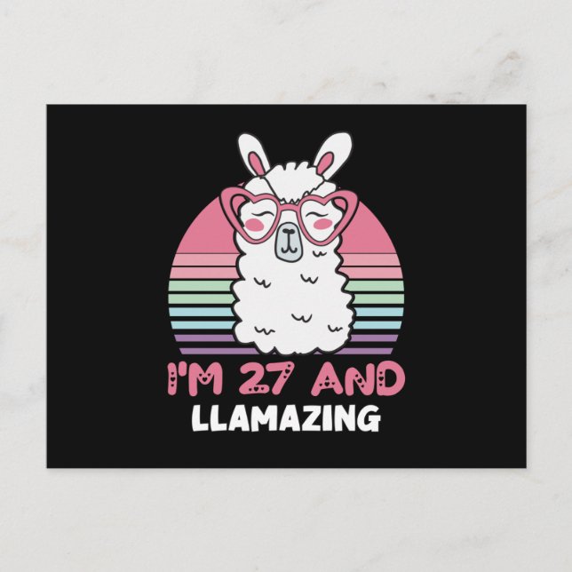 Postal Cumpleaños Llamazing de 27 años (Anverso)