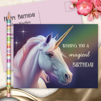 Postal Cumpleaños mágico de unicornio