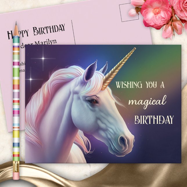 Postal Cumpleaños mágico de unicornio (Subido por el creador)