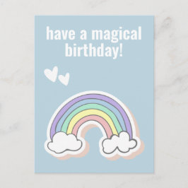 Postal Cumpleaños mágico, niños curos unicornio arcoiris