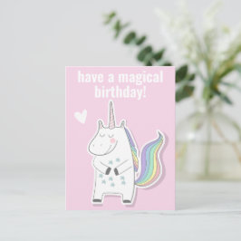 Postal Cumpleaños Mágico - Unicornio Niños Lindos