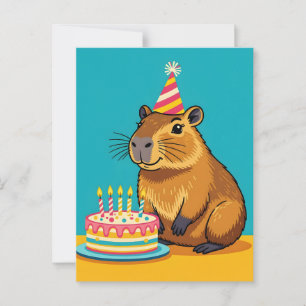 Postal Cumpleaños Minimalista de Capybara