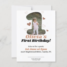 Postal Cumpleaños Minimalista Ositos Corazones Beige