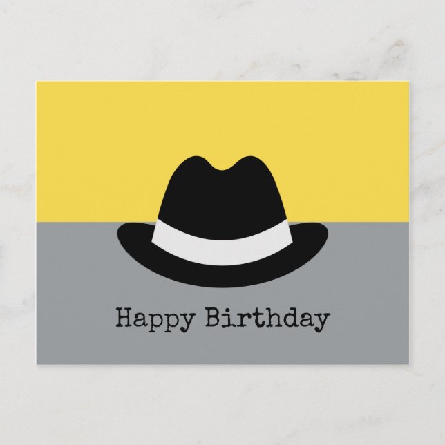 Postal Cumpleaños moderno de Fedora Colorblock (Anverso)