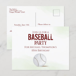 Postal Cumpleaños moderno simple acuarela Baseball lindo