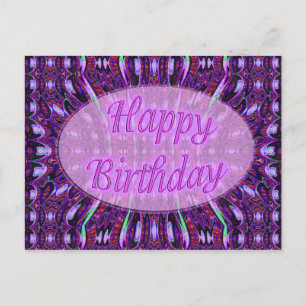 Postal cumpleaños morado feliz