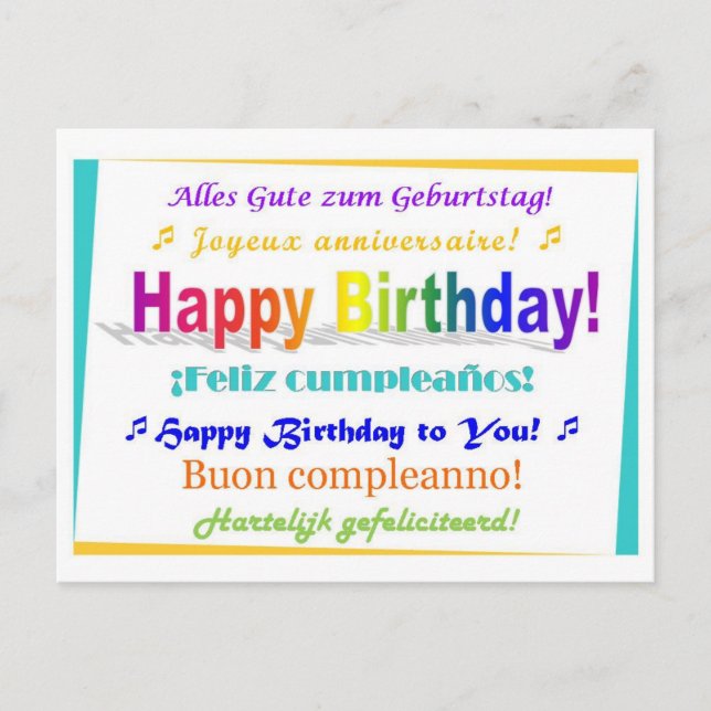 Postal Cumpleaños multilingüe (Anverso)