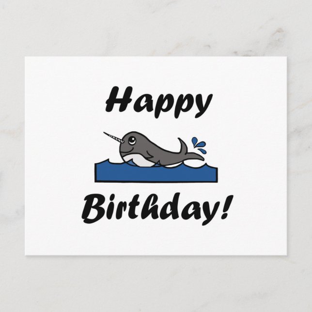 Postal Cumpleaños Narwhal (Anverso)