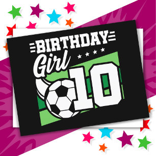 Postal Cumpleaños niña 10 años fútbol soccer