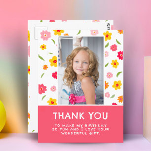 Postal Cumpleaños Niña Flores Coloridas Lindas Foto