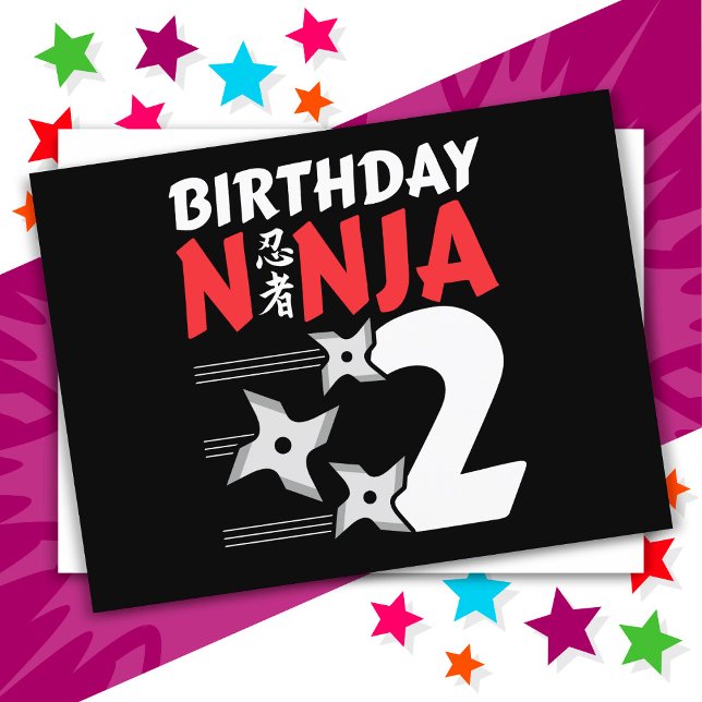 Postal Cumpleaños Ninja de 2 Años Estrellas Niños 2do Cum (Subido por el creador)