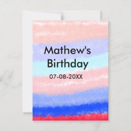 Postal Cumpleaños niño americano rojo azul agregar nombre