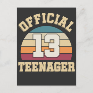 Postal Cumpleaños número 13 Retro Adolescente Oficial