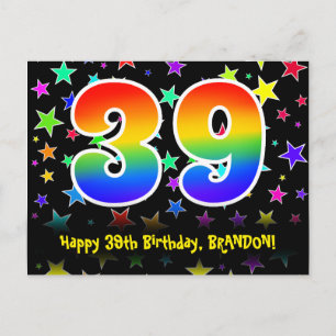 Postal Cumpleaños número 39: Patrón de estrellas divertid