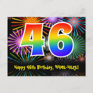 Postal Cumpleaños número 46 - Patrón divertido de fuegos