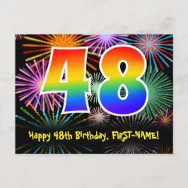 Postal Cumpleaños número 48 - Divertido patrón de fuegos 