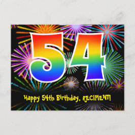 Postal Cumpleaños número 54 - Patrón divertido de fuegos 